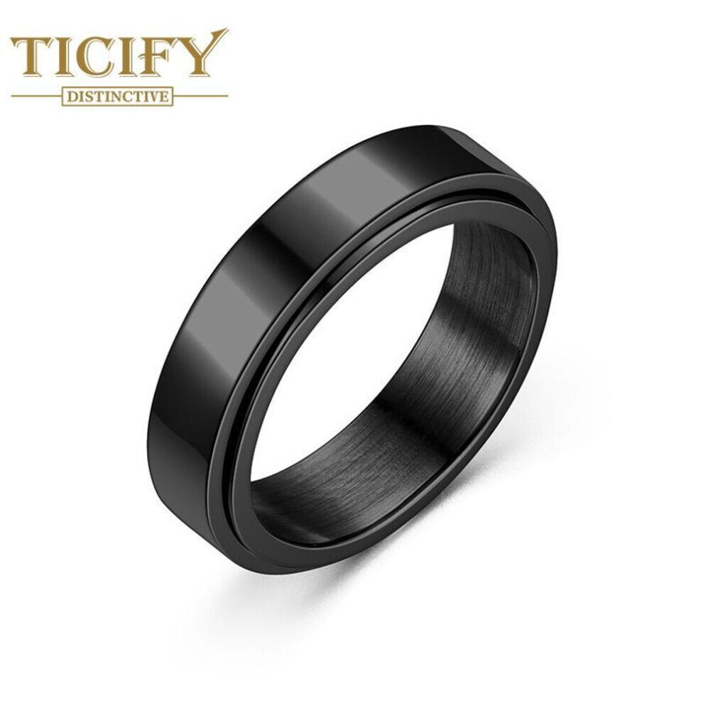 Maxpower (, 5) Rotating Dynamic Titanium Steel Ring Ring Women's Minimalist Ring Ring Black
