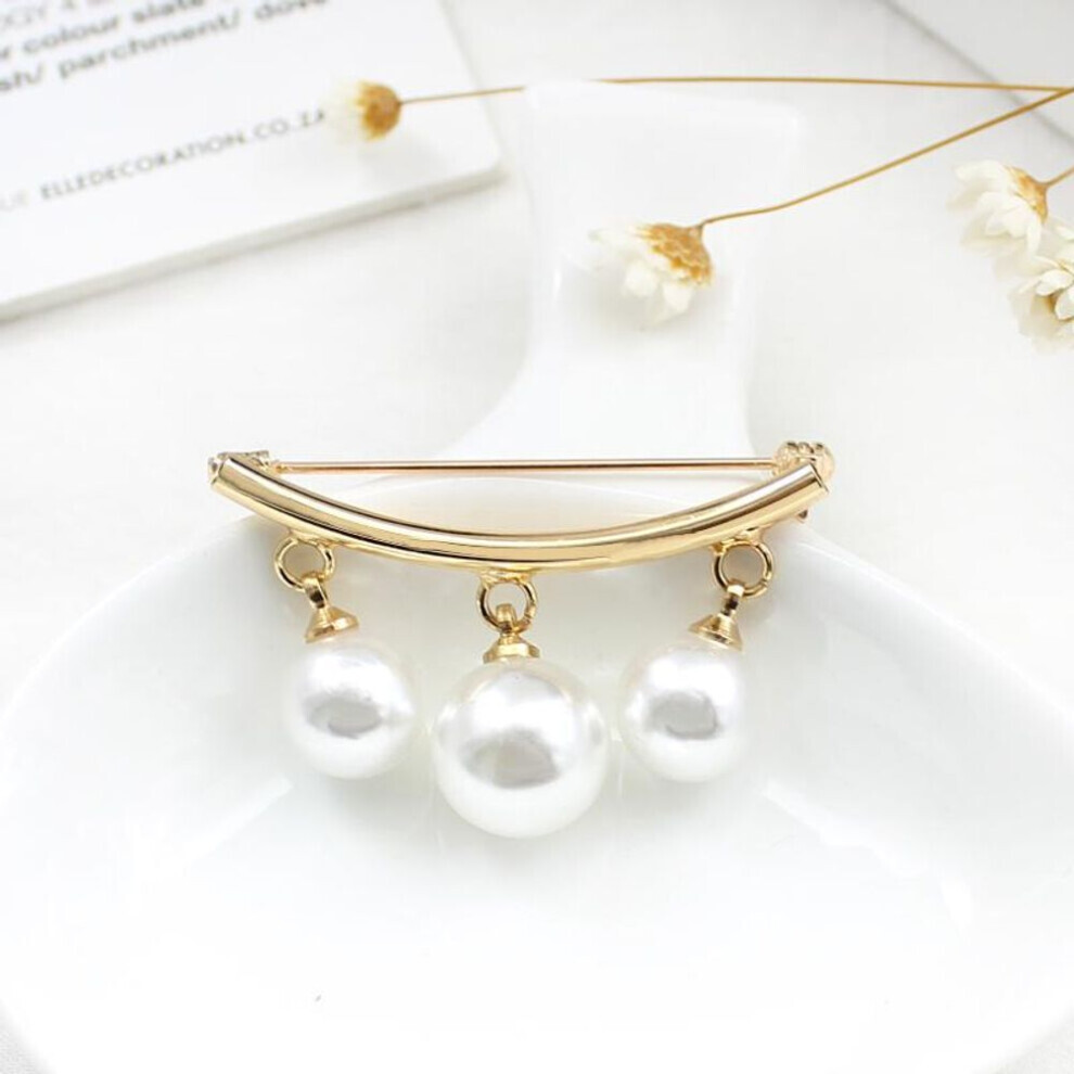 Maxpower (Gold) ??????Korean Simple Pearl Cute Brooch Women's Accessories Kpop Brooches For Women Pins Enamel Pin Jewelry