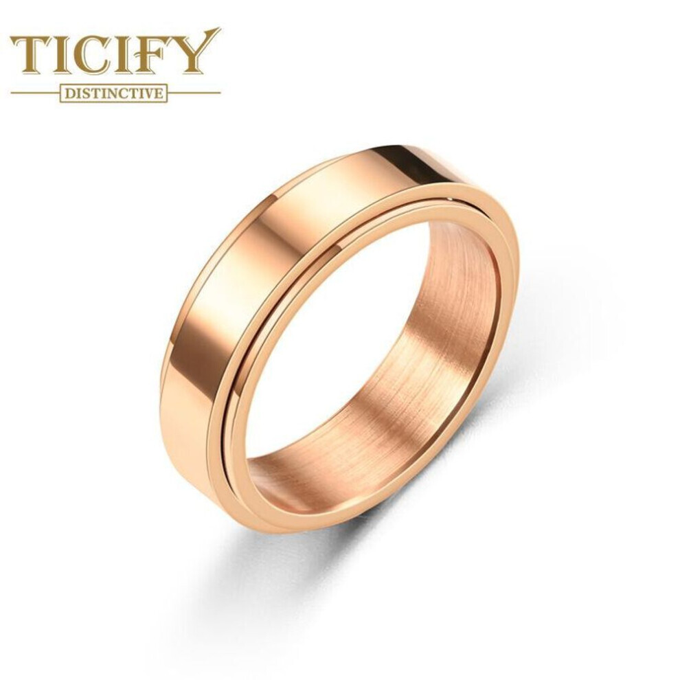 (rose gold, 5) Rotating Dynamic Titanium Steel Ring Ring Women&apos;s Minimalist Ring Ring