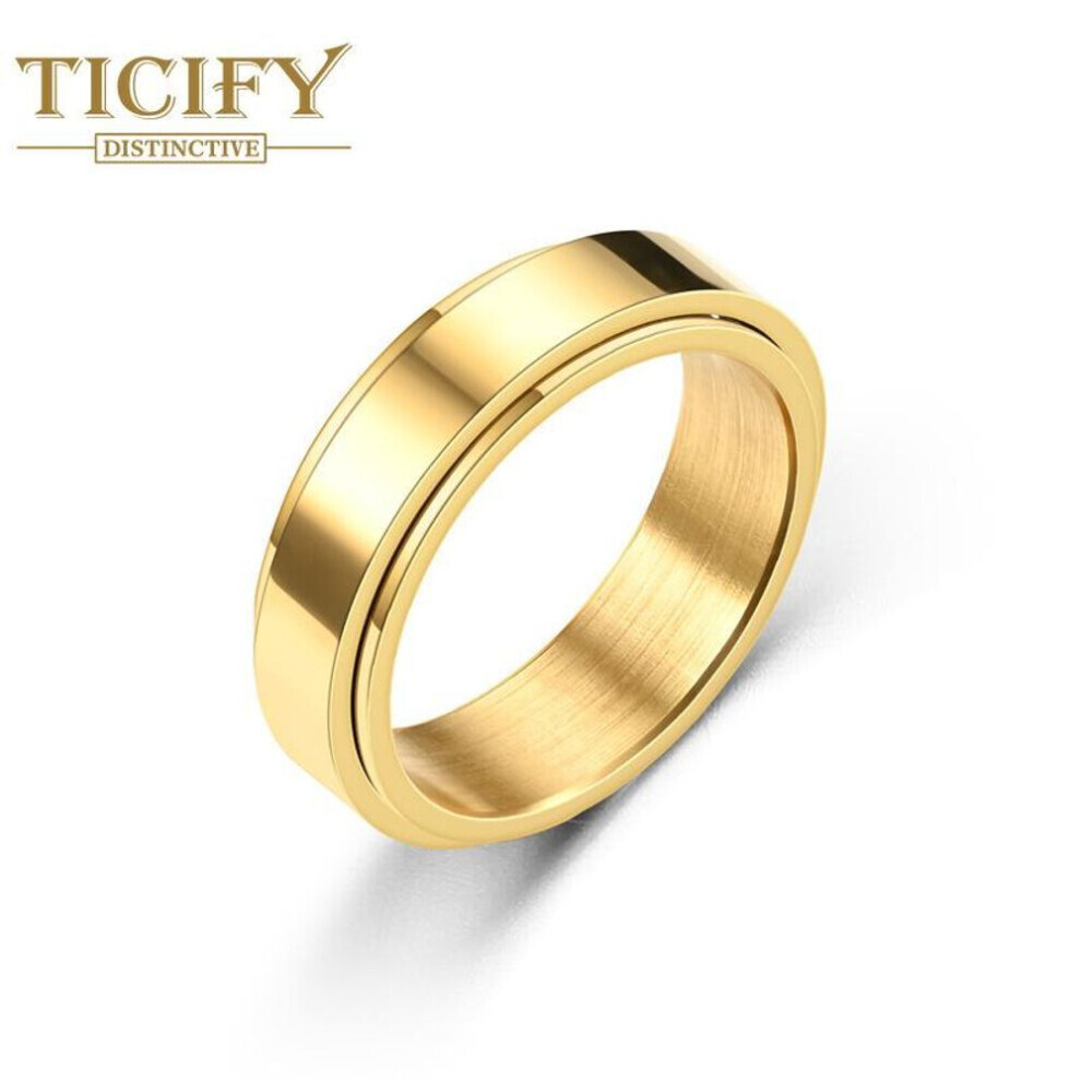 (gold, 9) Rotating Dynamic Titanium Steel Ring Ring Women&apos;s Minimalist Ring Ring