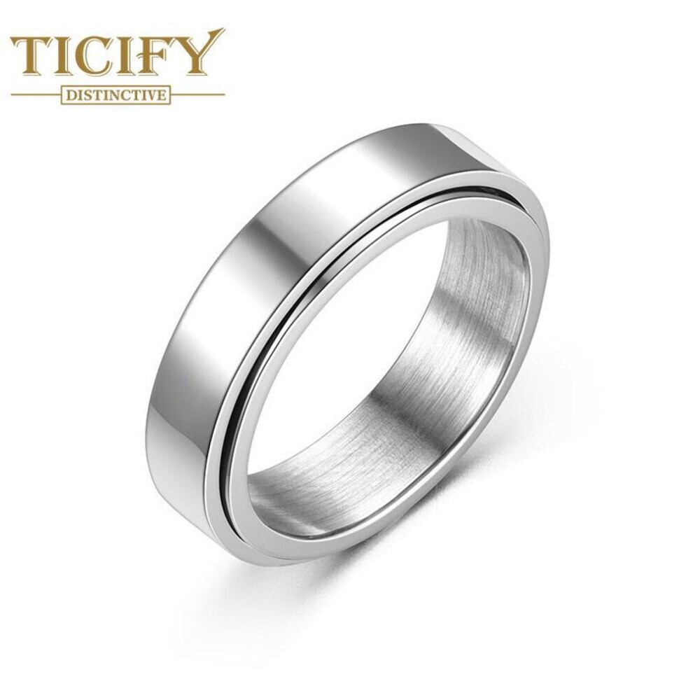 Maxpower (, 9) Rotating Dynamic Titanium Steel Ring Ring Women's Minimalist Ring Ring Silver