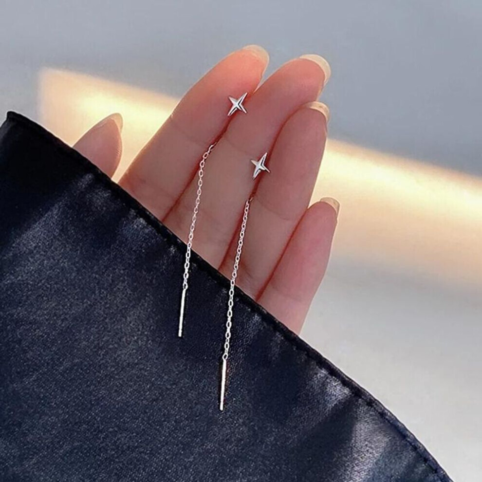(as the picture) 2022 Trend Long Wire Tassel Thread Chain Climb Star Heart Beads Pendants Drop Earrings Women&apos;s Straight Hanging Earings Jewelry