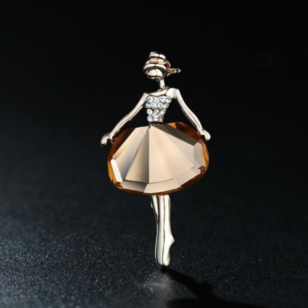(brown) Clothes Elegant Women Prom Jewelry Gift Classic Fashion Girls Ballet Dance Brooch Badge