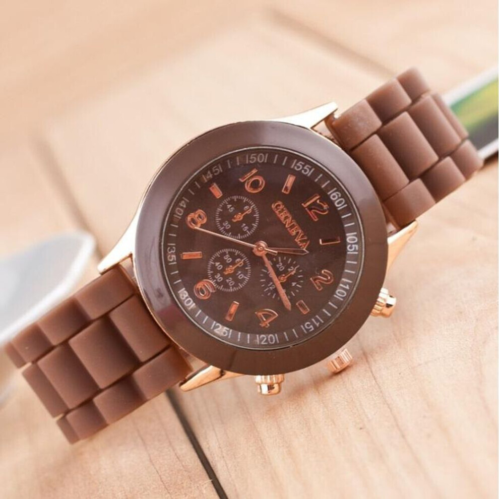 Maxpower (Coffee) Women's Silicone Boys Jelly Quartz Unisex Geneva Girls Wrist Watch Brown