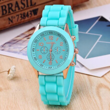(mint green) Women's Silicone Boys Jelly Quartz Unisex Geneva Girls Wrist Watch