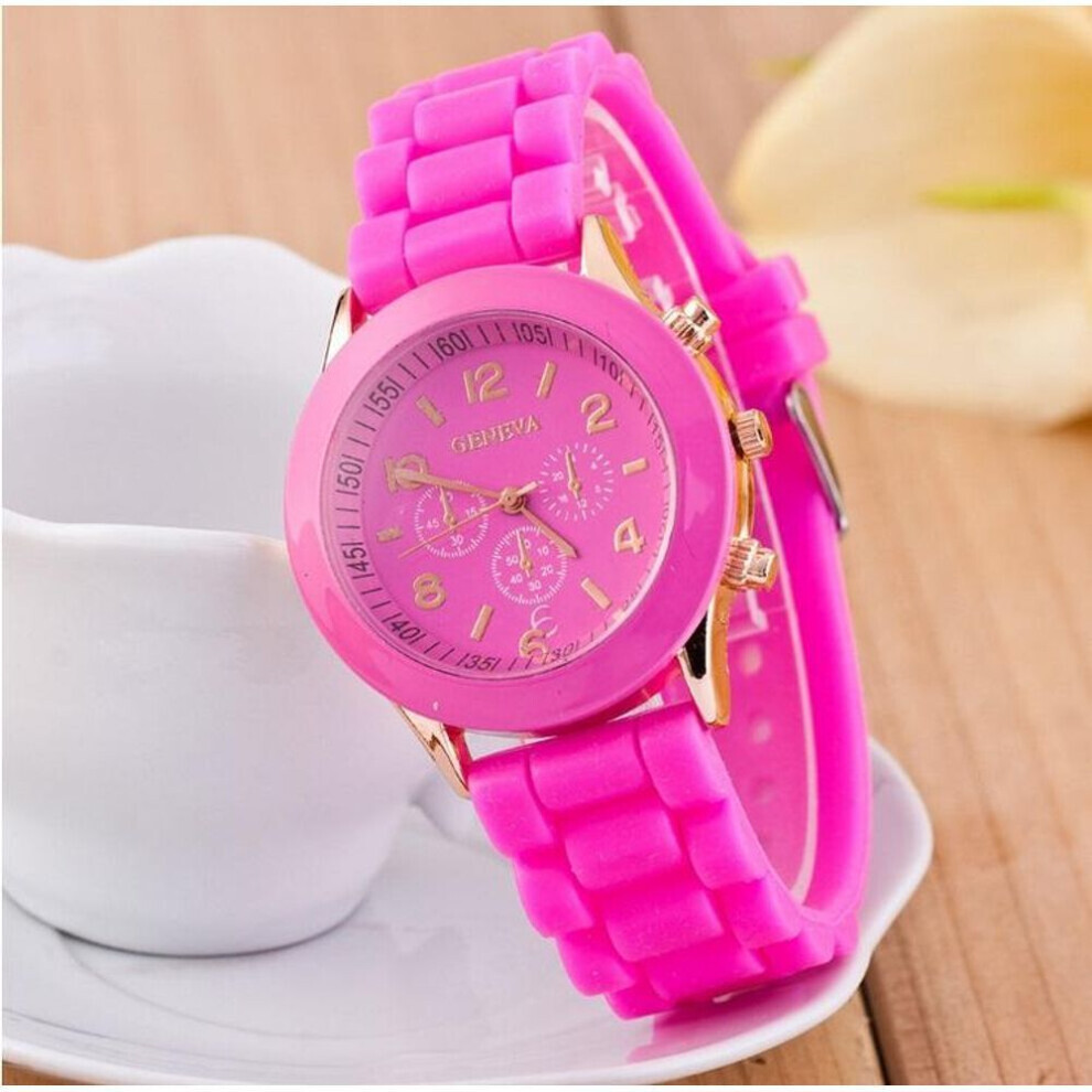 Maxpower (Rose ) Women's Silicone Boys Jelly Quartz Unisex Geneva Girls Wrist Watch Red