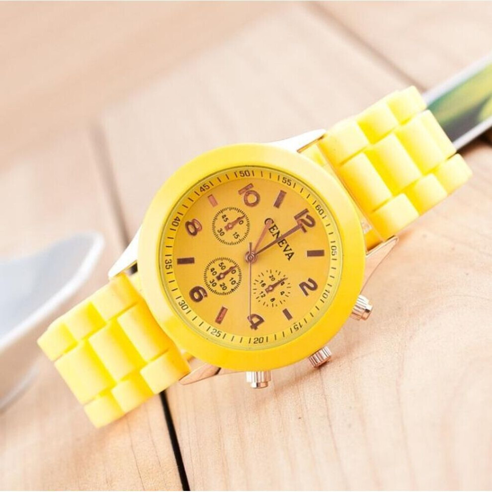 Maxpower (Yellow) Women's Silicone Boys Jelly Quartz Unisex Geneva Girls Wrist Watch Yellow