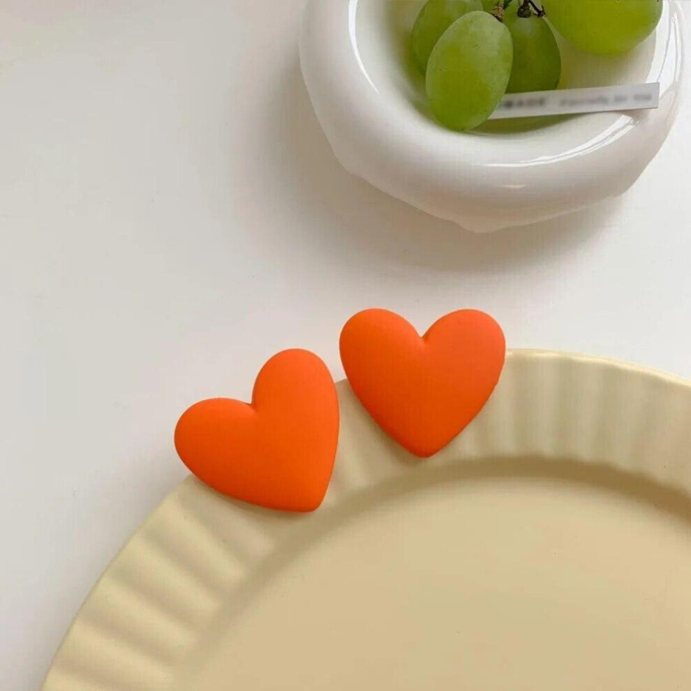 Maxpower (Orange) Heart Red White Black Yellow Earrings Love Statement Wedding Geometric Heart Bohemian Vintage Trend Party White,Orange,Black