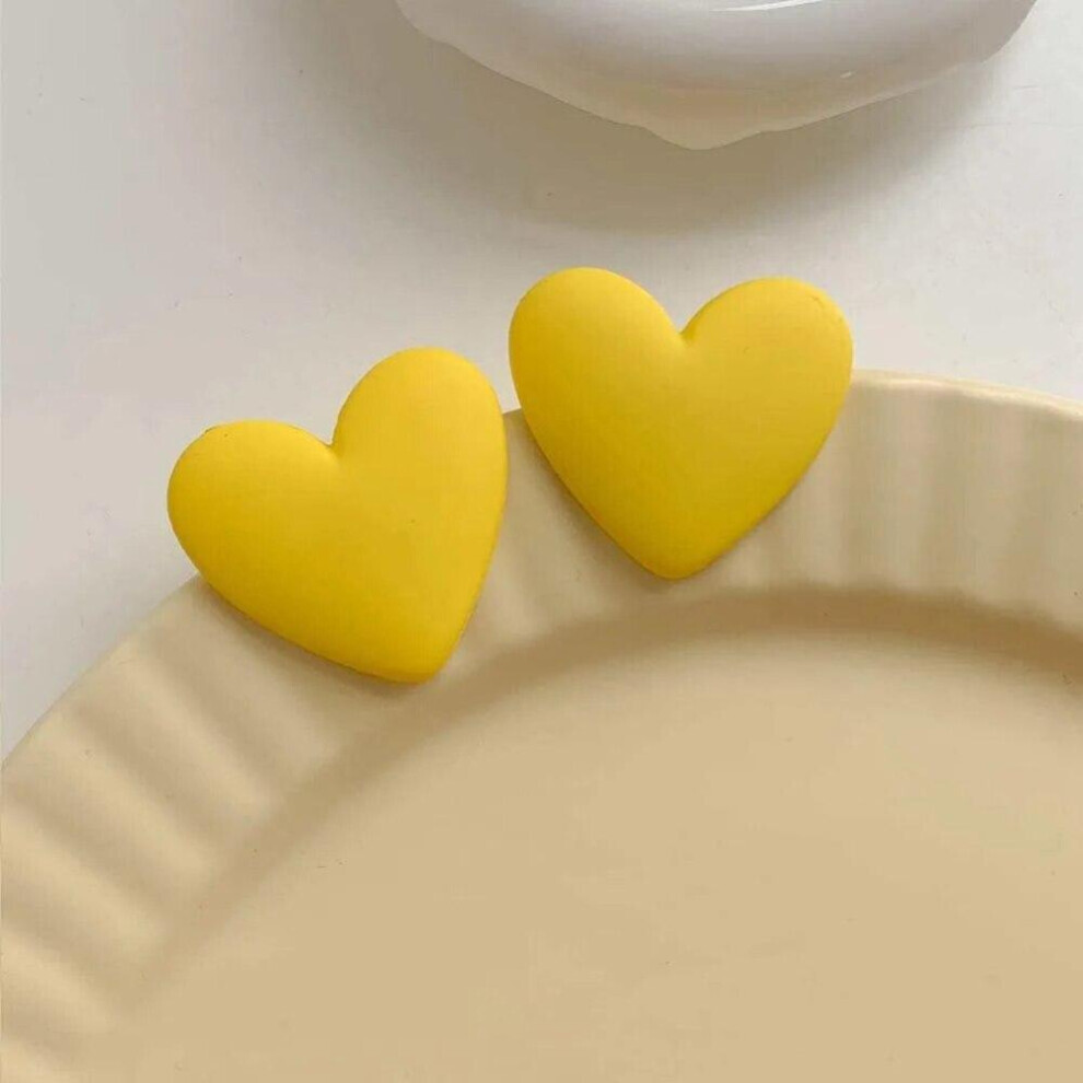 Maxpower (Yellow) Heart Red White Black Yellow Earrings Love Statement Wedding Geometric Heart Bohemian Vintage Trend Party White,Black,Red