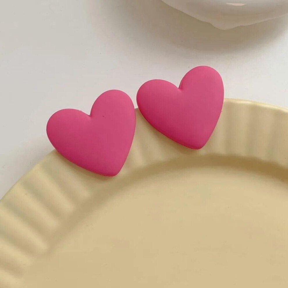 Maxpower (Pink) Heart Red White Black Yellow Earrings Love Statement Wedding Geometric Heart Bohemian Vintage Trend Party Pink,White,Black