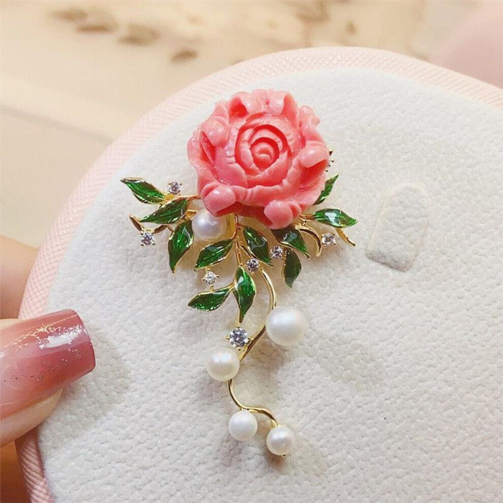Maxpower (As The Picture) Chinese Style Enamel Color Freshwater Flower Brooch Luxury Hand-Painted Coat Cardigan Brooch Pd1909 Light