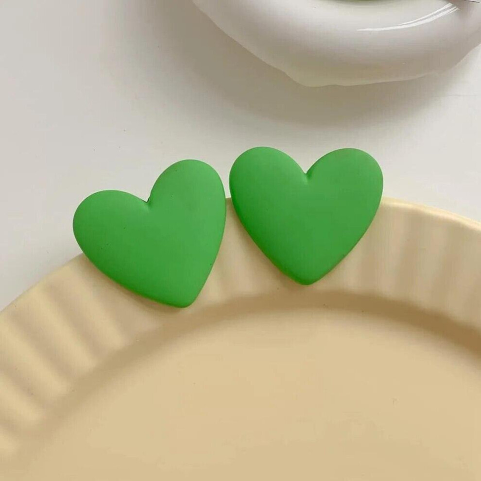 Maxpower (Green) Heart Red White Black Yellow Earrings Love Statement Wedding Geometric Heart Bohemian Vintage Trend Party White,Green,Black