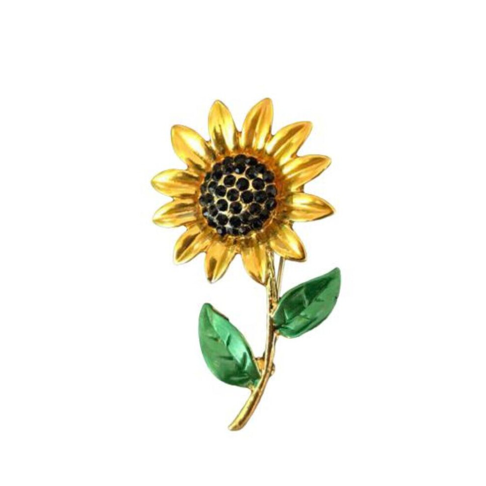 (golden) Women Fashion Rhinestone Jewelry Gift Clothes Badge Decor Sunflower Brooch Pin