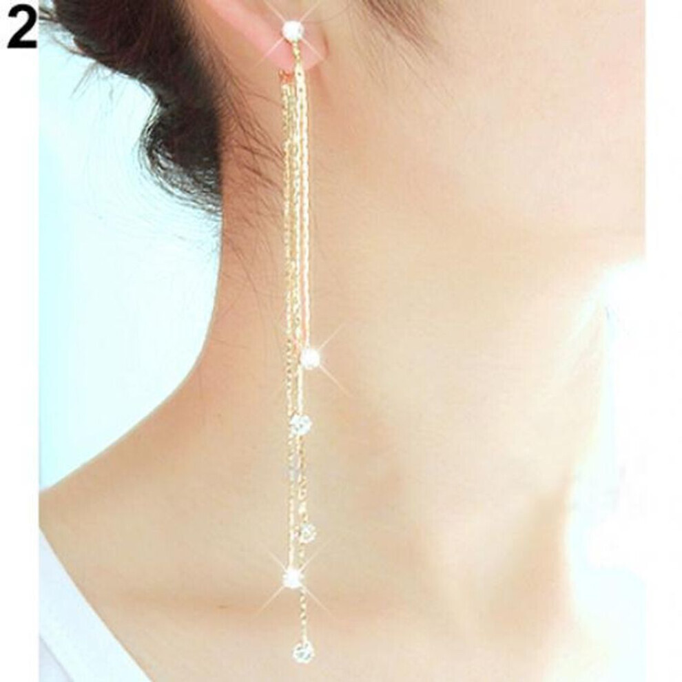 Maxpower (Gold) Women's Super Long Tassels Drop Dangle Cocktail Party Linear Earrings Gold