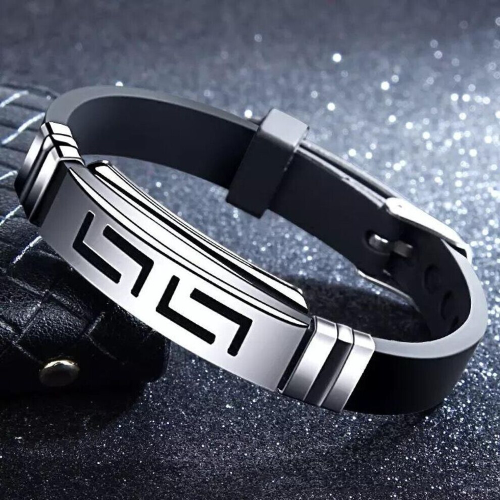 Maxpower (Black) Fashion Wristband Punk Titanium Steel Men Bracelets Bangles Black