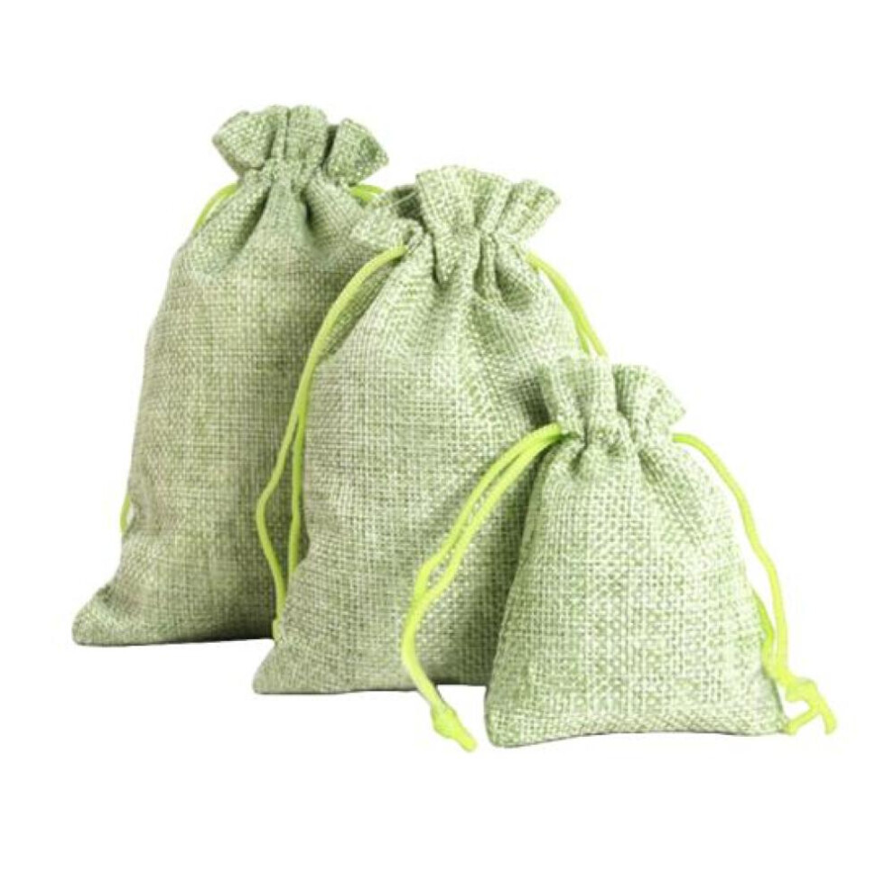 (green) 3pcs/set Drawstring Sachet Bag Beads Bracelet Jewelry Linen Cloth Storage Pouch