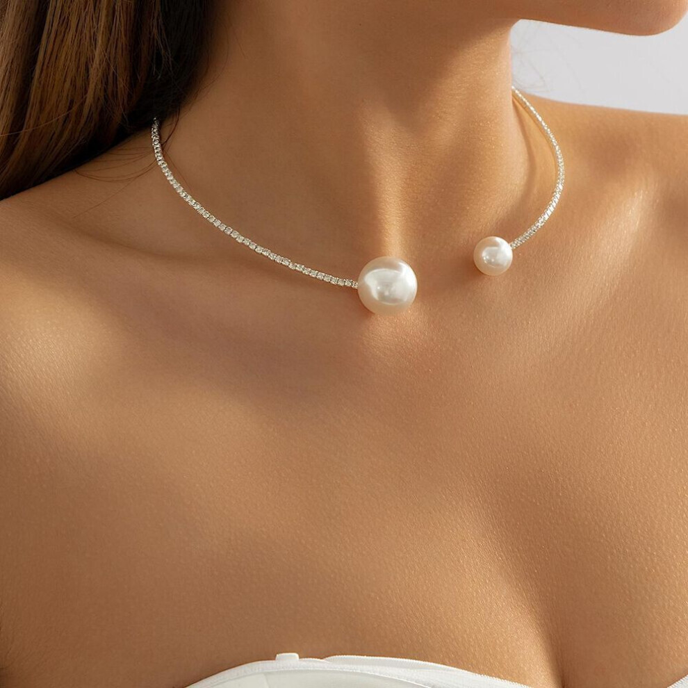 (as the picture, 1) Chain Around The Neck For Women Goth Baroque Pearl Pendant Necklace For Women Vintage Irregular Open Collar Necklace Punk Aesthetic Jewelry
