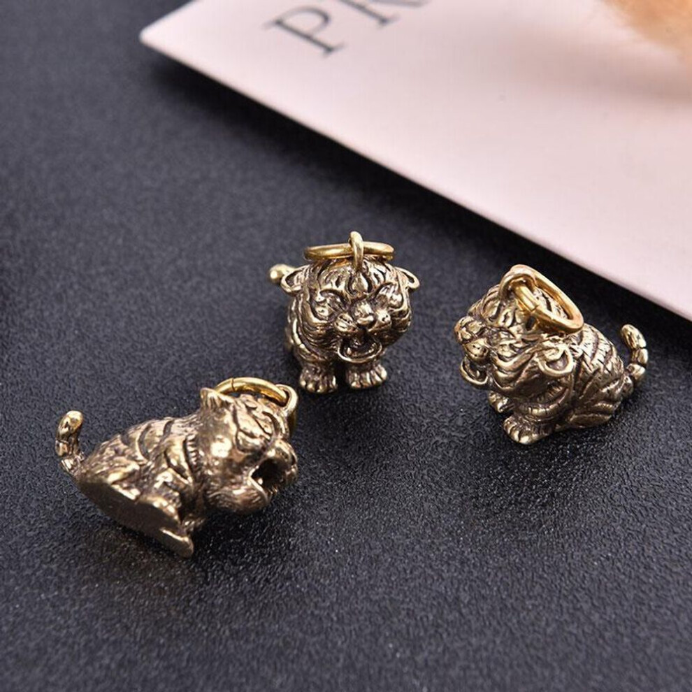 (gold, 25*17*22mm) Brass Cartoon Little Tiger Animal Keychain Pendant Zodiac Tiger Small Pendant