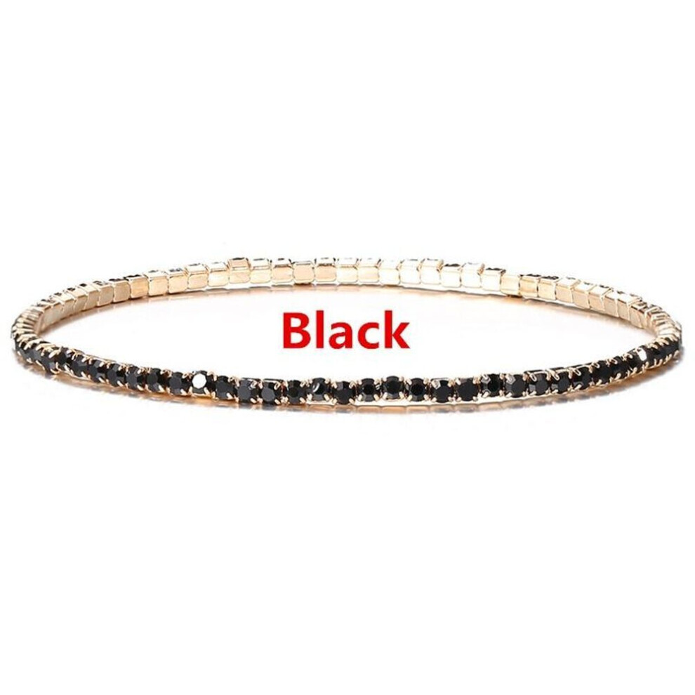 (black) 1pc Bohemian Handmade Women Bracelet Vintage Ethnic Colorful Beads Elastic Bracelet Jewelry Gift