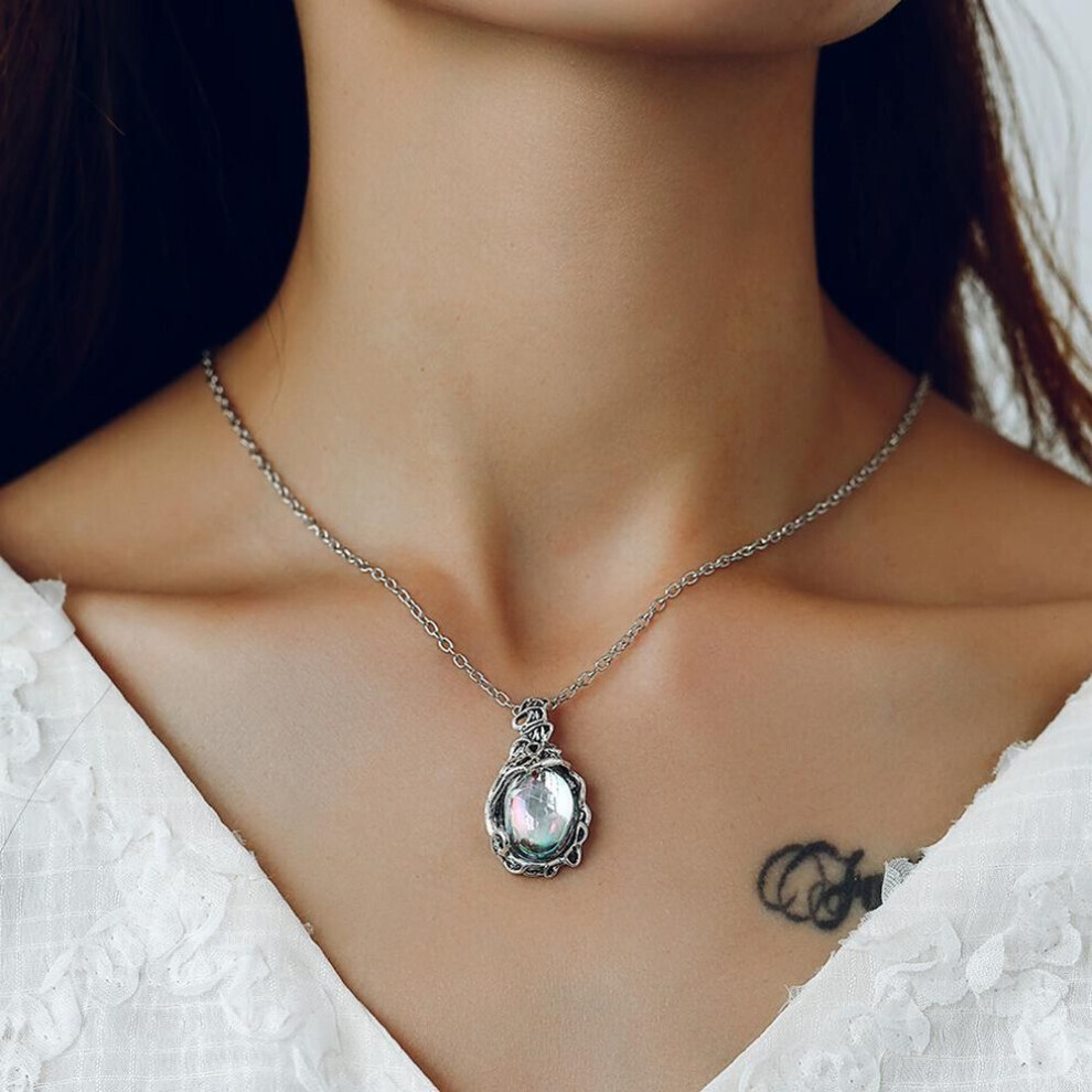 Maxpower (As The Picture) Simple Retro Moonstone Pendant Necklace Fashion Jewelry Dazzling Colorful Clavicle Chain Not,Specified