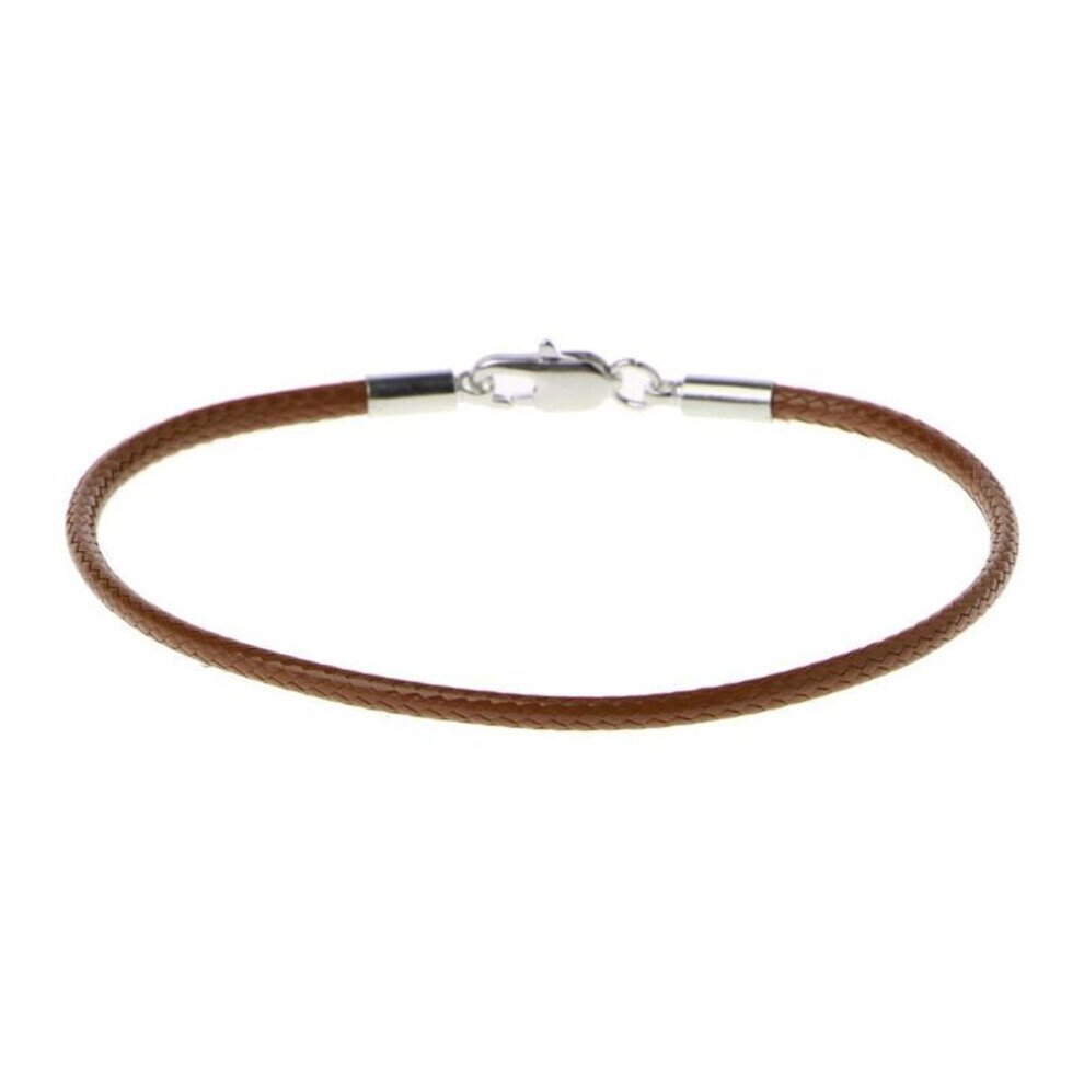 Maxpower (Tan) Bracelet Rope Braided Leather Bracelet Wristband Lobster Clasp Beads Diy Jewelry Brown