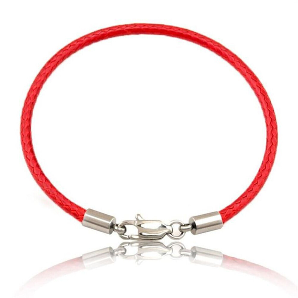 Maxpower (Red) Bracelet Rope Braided Leather Bracelet Wristband Lobster Clasp Beads Diy Jewelry Red