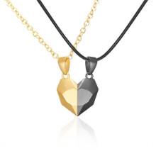 (black,gold) 2pcs Magnetic Heart Couple Necklace For Women Punk Necklace Valentine's Day Gift Sweater Chain For Best Friend Wedding Party Jewelry