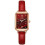 (red) Women's Square Dial Watch With Leather Strap 1