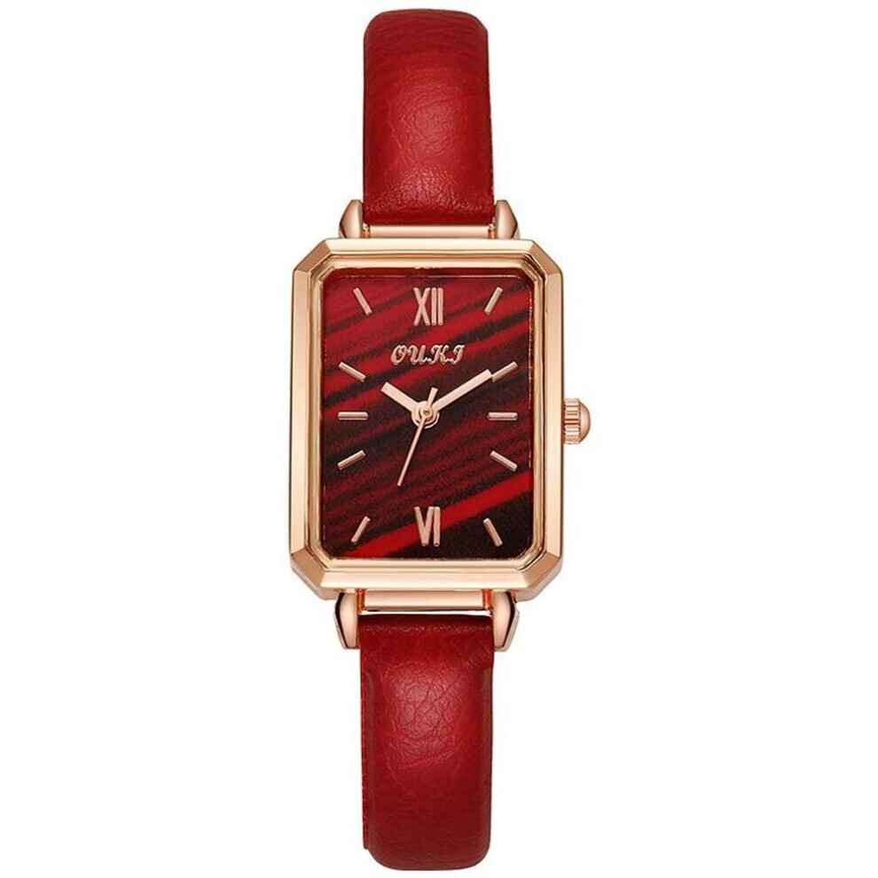 Maxpower (Red) Women's Square Dial Watch With Leather Strap Red