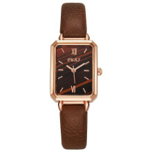 (brown) Women's Square Dial Watch With Leather Strap