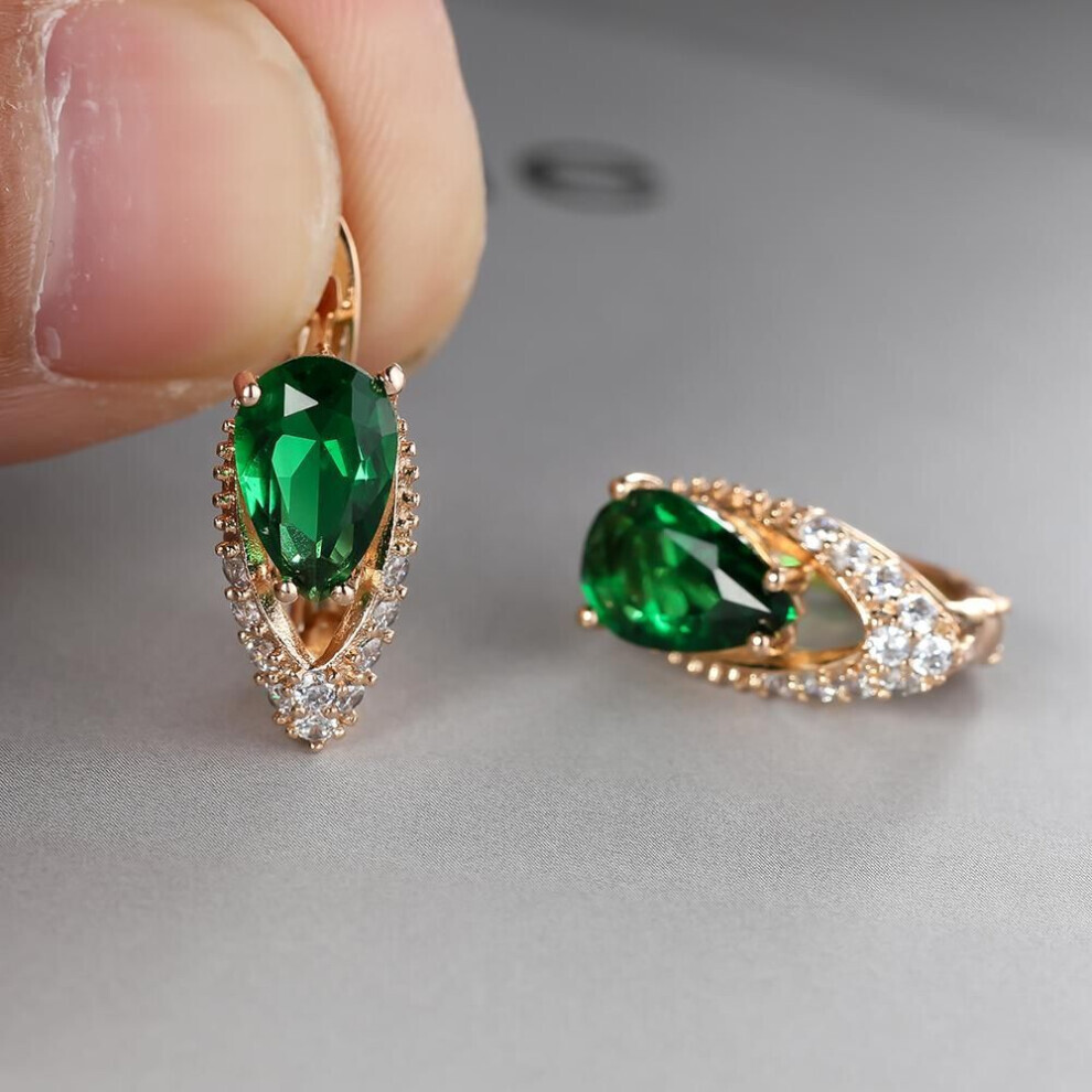 Maxpower (Green) 2022 New Geometric Teardrop Cut Stone Earrings Temperament Long Drop Trendy Female Earrings Green