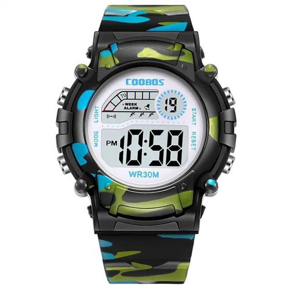 (black) Camo Children&apos;s Electronic Watch Waterproof Multifunctional Outdoor Electronic Watch