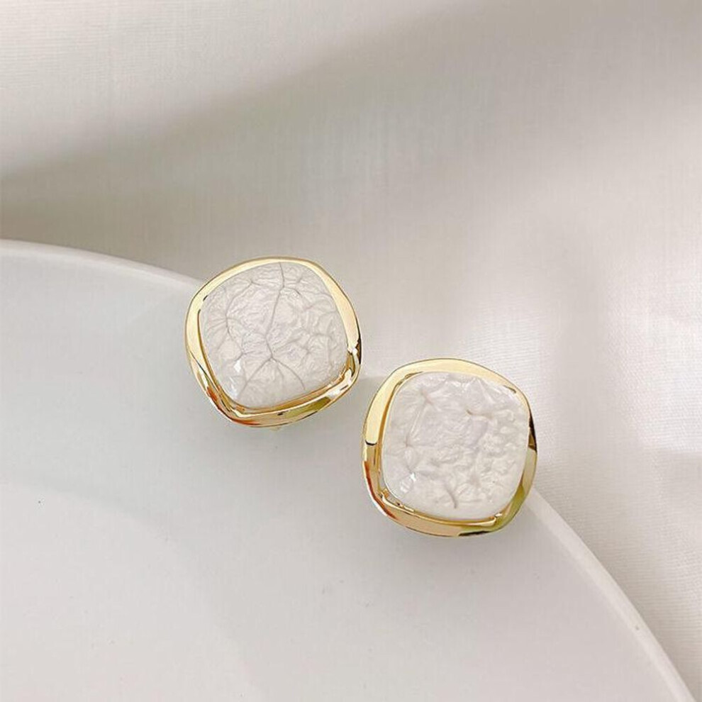 (white) Large Gold Stud Earrings Accessories For Women With Blue White Stones Luxury Party Ear Jewelry Earring