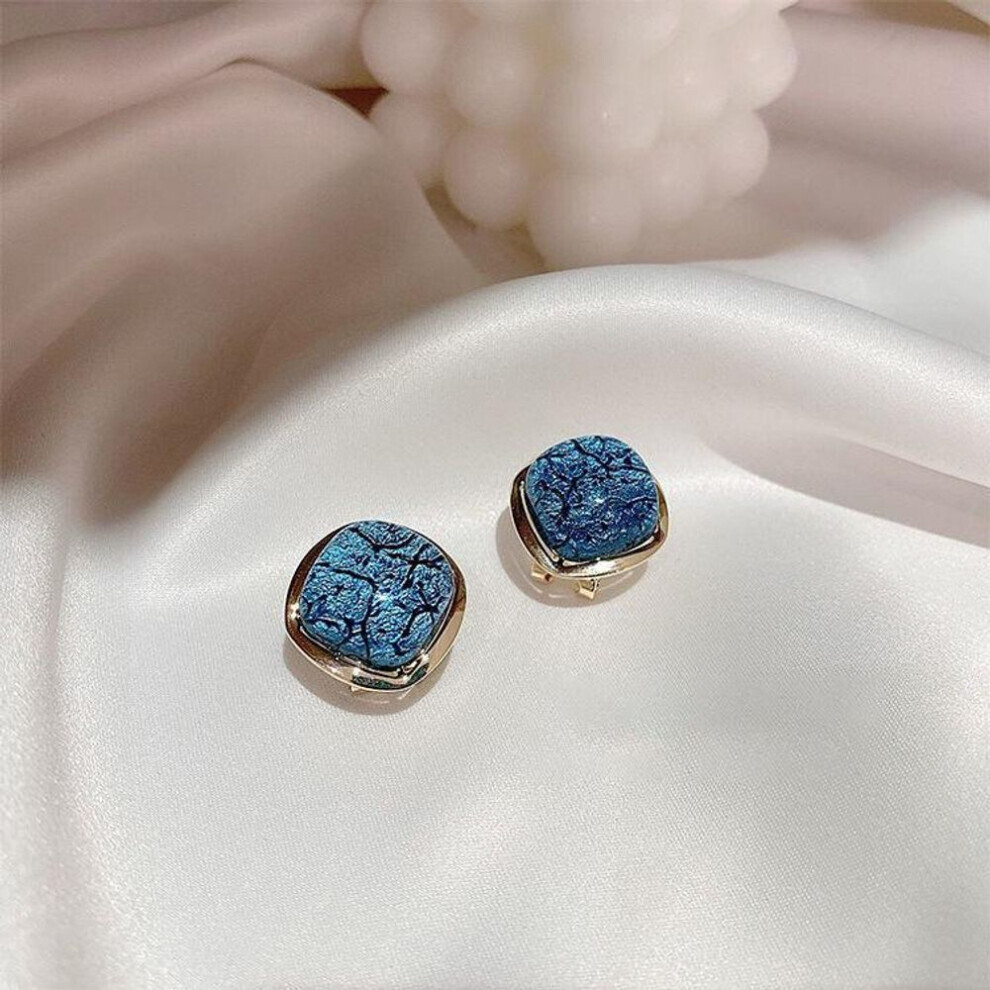 (blue) Large Gold Stud Earrings Accessories For Women With Blue White Stones Luxury Party Ear Jewelry Earring