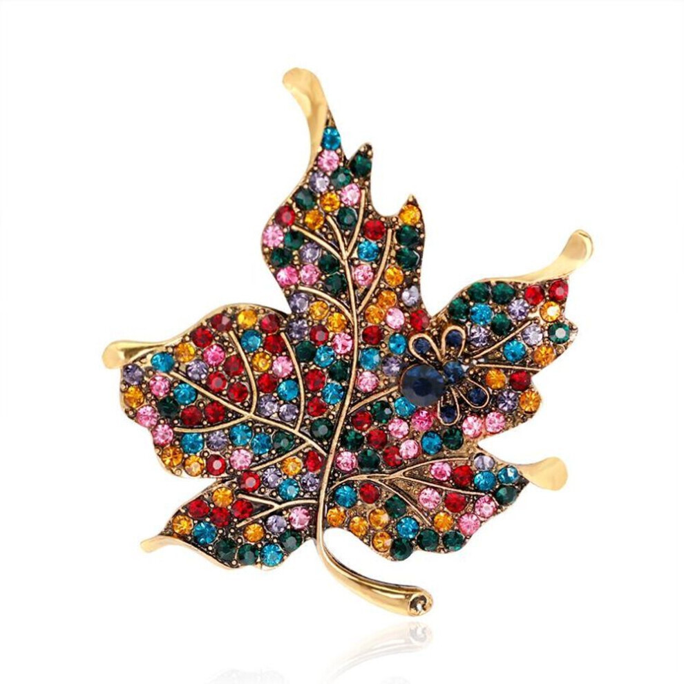 Maxpower (Multicolor) Female Colorful Maple Leaf Perforated Brooch Badge Brooch Pin Decorative Jewelry Not,Specified