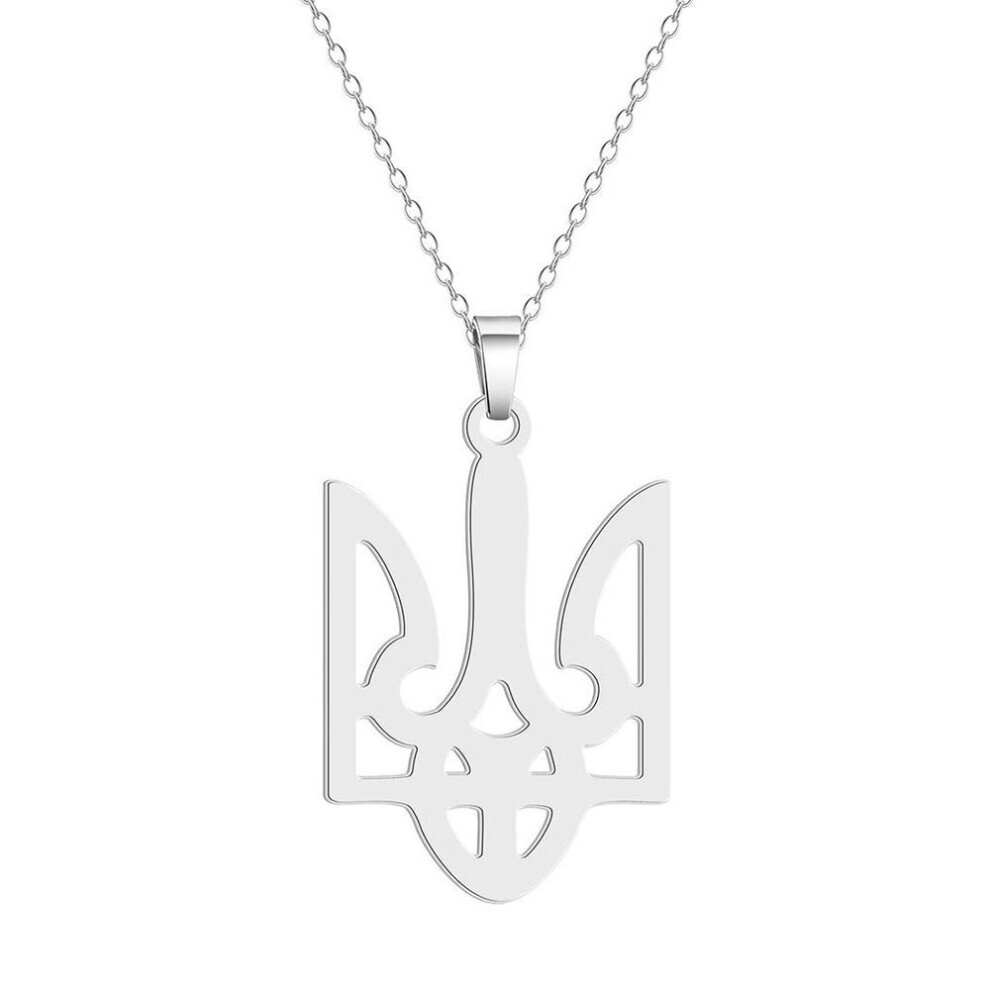 (silver) Stainless Steel National Symbols Of Ukraine Pendant Necklace For Men Women Tryzub Ukrainian Solidarity  Jewelry-image-OPC-PG8JZW8-NEW