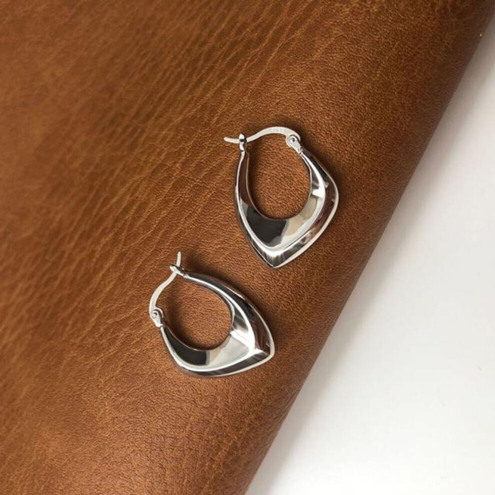 Maxpower (Silver) Anenjery Lrregular Hoop Earrings Women's Niche Geometric Earrings Silver