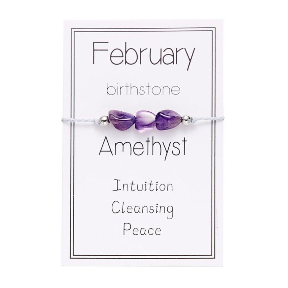 Maxpower (As The Picture, February) "New Birthday Crystal Stone Braided Bracelet - Women's Paper Card Bracelet" Not,Specified