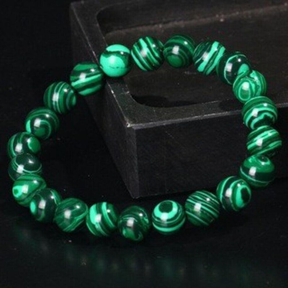 (malachite) Malachite Bracelets Women Men Natural Stone Beads Bracelet Round Diabetes Relief Bracelet Lucky Jewelry Gift