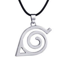 (silver) Unisex Metal Anime Naruto Logo Pendant Necklace Cosplay Hokage Accessory