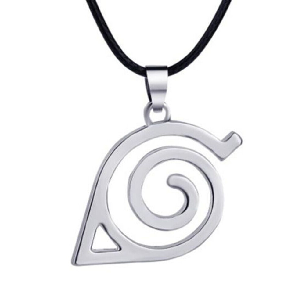 Maxpower (Silver) Unisex Metal Anime Naruto Logo Pendant Necklace Cosplay Hokage Accessory Silver