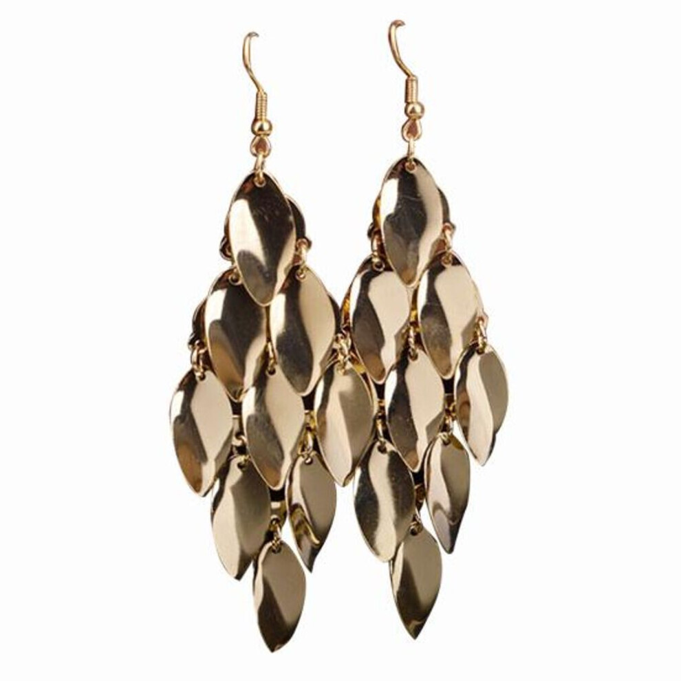Maxpower (Golden) Women Waterdrop Disks Charms Long Dangle Eardrop Earrings Jewelry Gift Golden