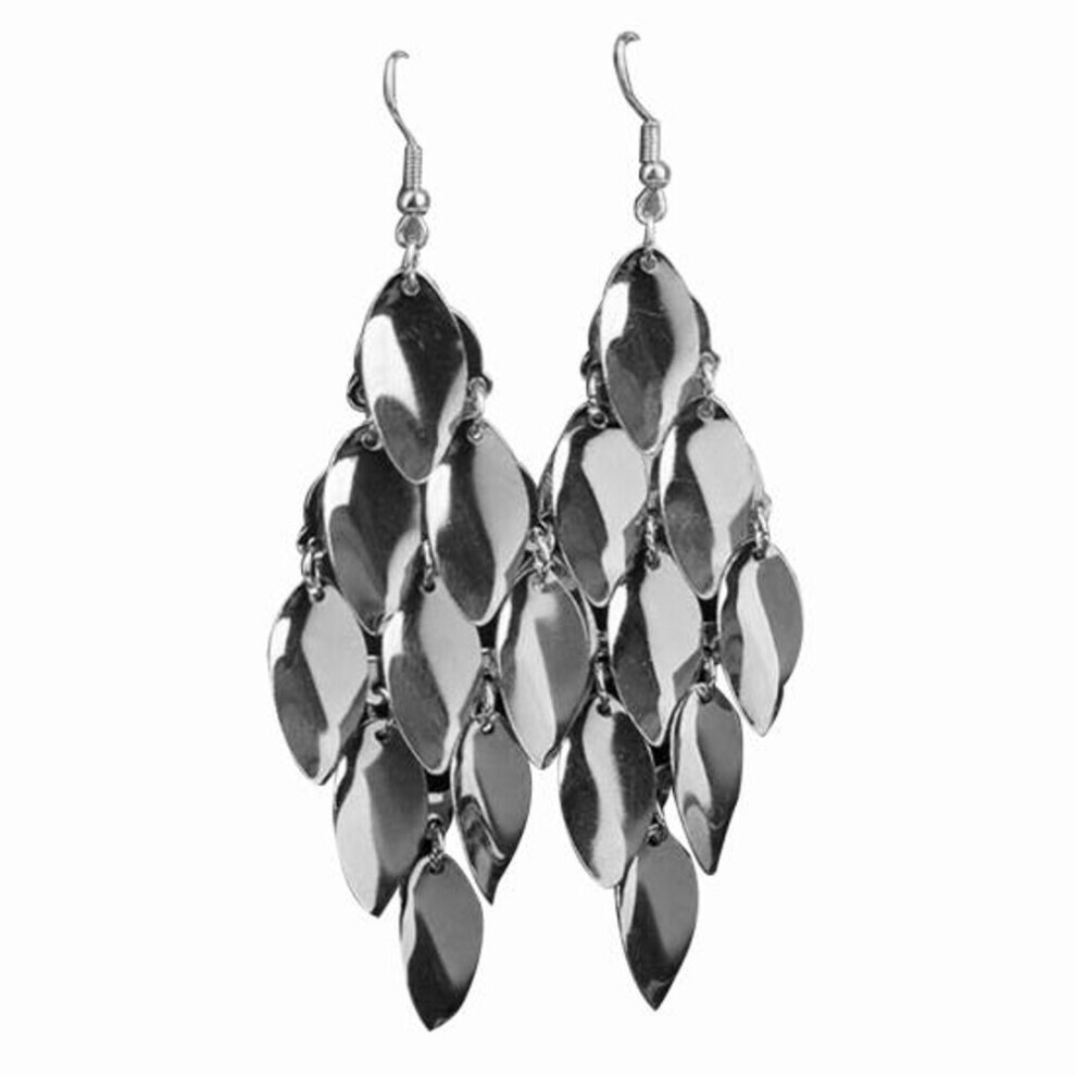 Maxpower (Silver) Women Waterdrop Disks Charms Long Dangle Eardrop Earrings Jewelry Gift Silver