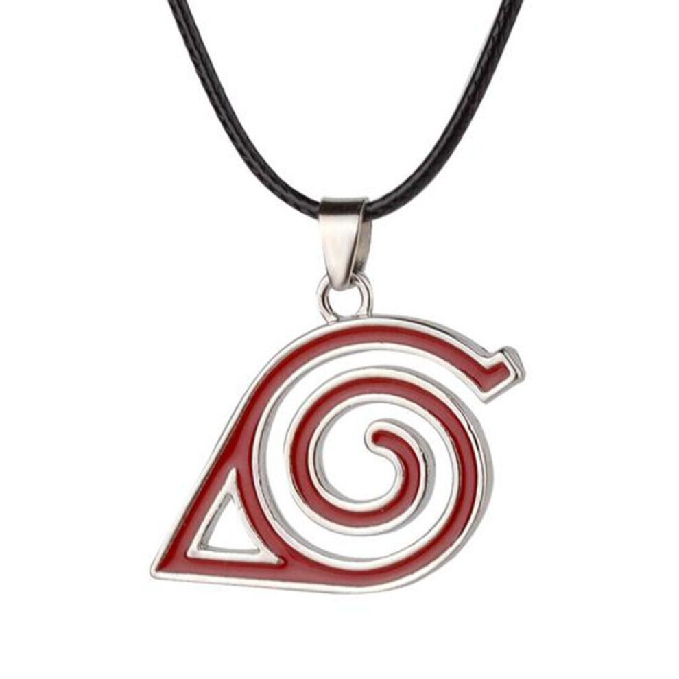 Maxpower (Red) Unisex Metal Anime Naruto Logo Pendant Necklace Cosplay Hokage Accessory Red