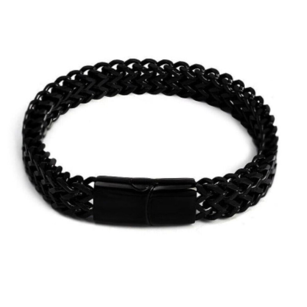 (black, 19cm) Titanium Steel Snake Chain Magnetic Buckle Men Jewelry Bracelet Bangle Fashion Jewelry