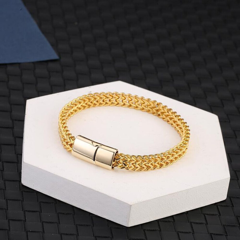 (gold, 23cm) Titanium Steel Snake Chain Magnetic Buckle Men Jewelry Bracelet Bangle Fashion Jewelry