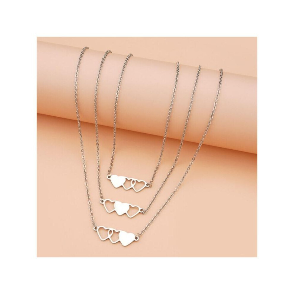 Maxpower (As The Picture) 3 Pieces Sister Heart-Shaped Short Necklaces Stainless Steel Best Friend Necklace Suitable For 3 Sister And 3 Friends