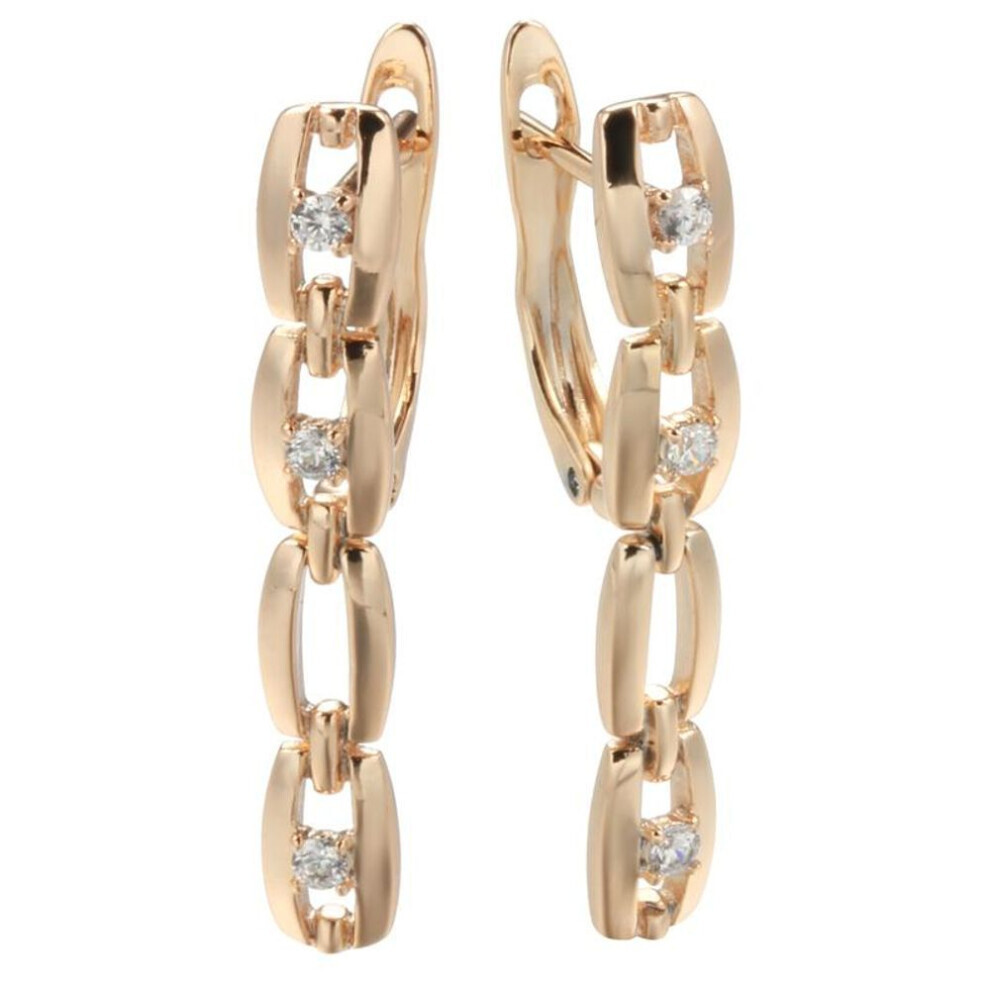 (as the picture) Minimalist Lock Long Pendant Zircon Earrings Rose Gold Color Jewelry For Women