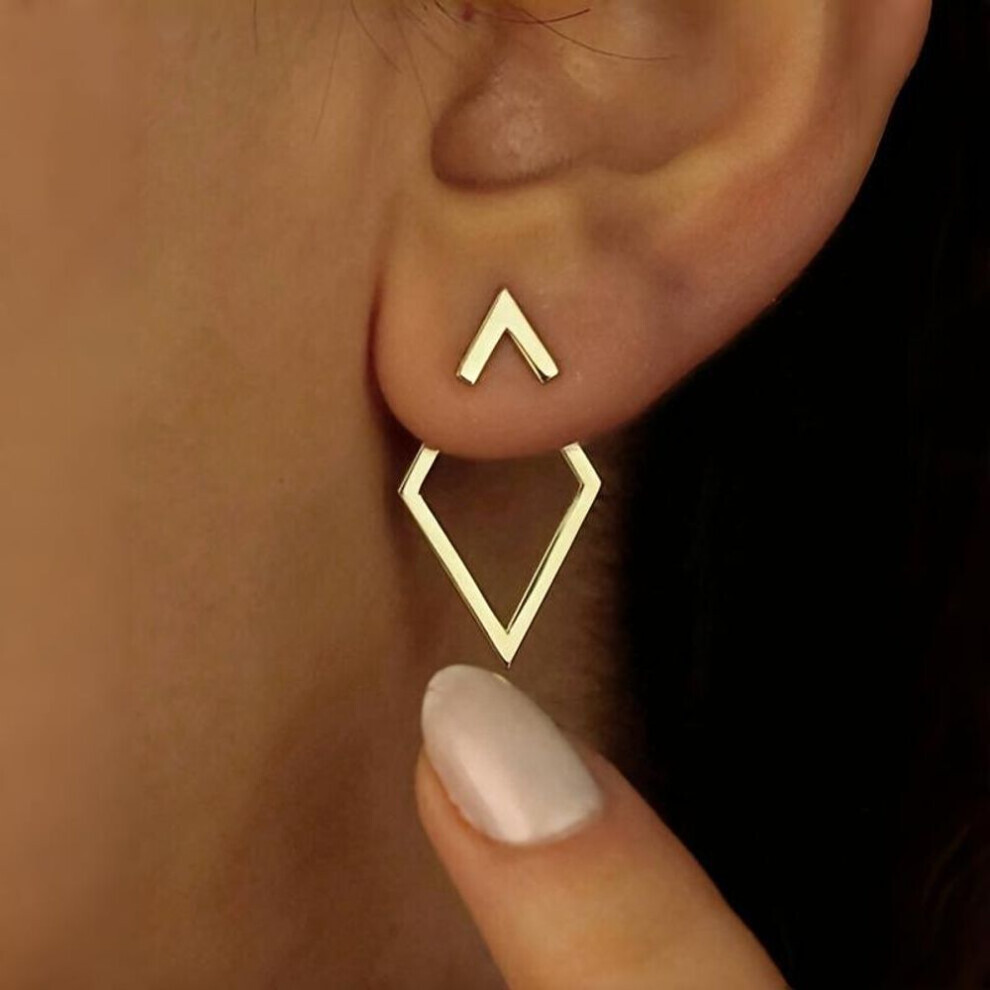 Maxpower (Gold) Diamond-Shaped Double-Layer Design Simple And High-End Earrings