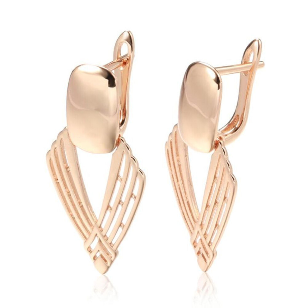 Maxpower (As The Picture) Smooth Geometric Dangle Earrings Rose Color Women Minimalist Jewelry Gold
